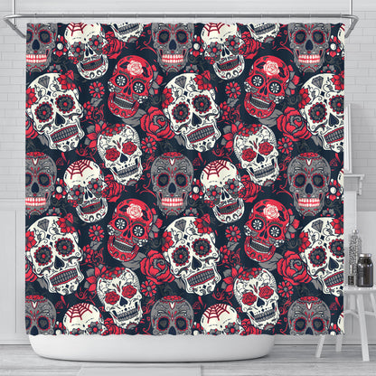 Sugar Skulls & Roses Shower Curtain