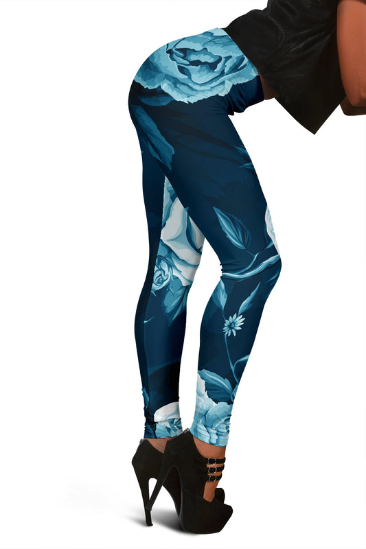 Blue Floral Leggings
