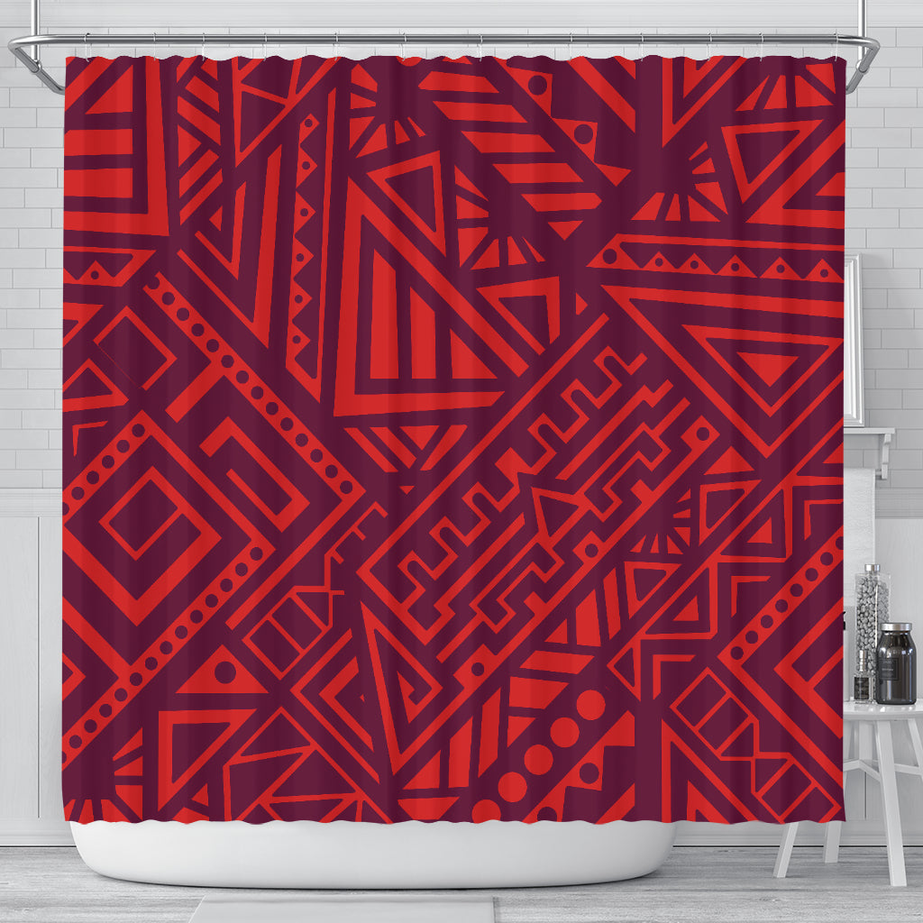 Red Tribal Polynesian Shower Curtain