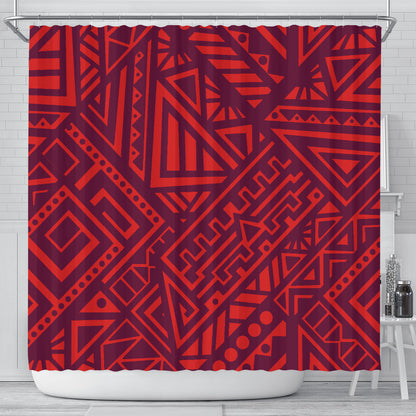 Red Tribal Polynesian Shower Curtain
