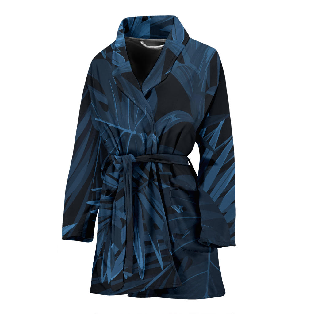 Womens Dark Leaves Bath Robe
