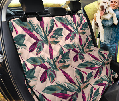 Beige Floral Leaves Car Back Seat Pet Cover