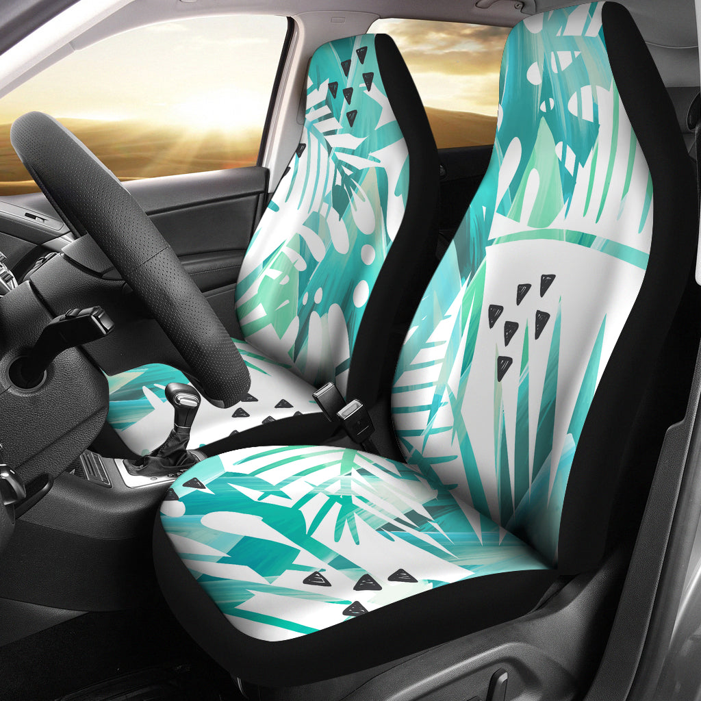 Teal Leaves Car Seat Covers