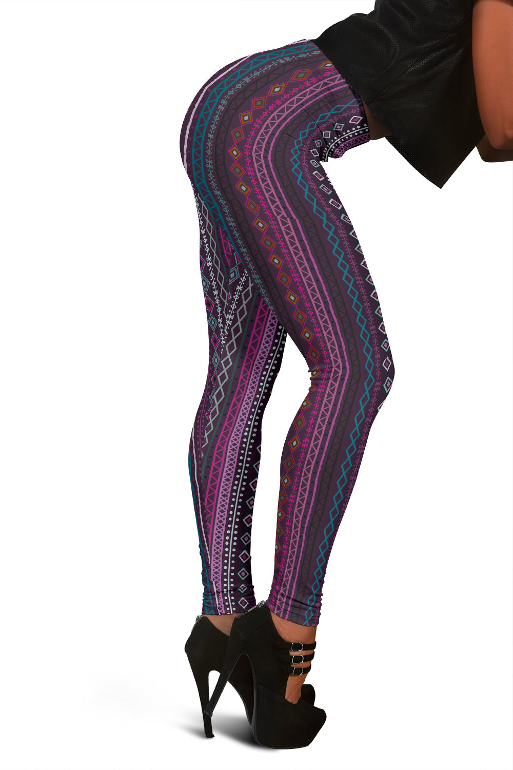 Purple Boho Stripes Leggings