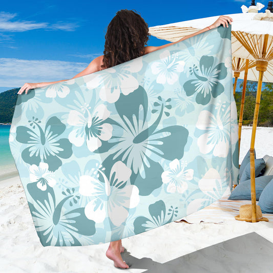 Teal Green Aloha Flowers Sarong