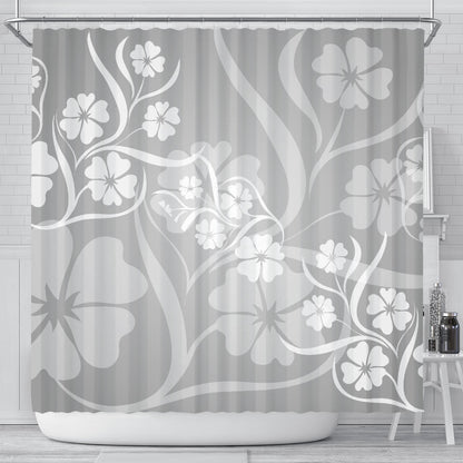 Grey Floral Shower Curtain