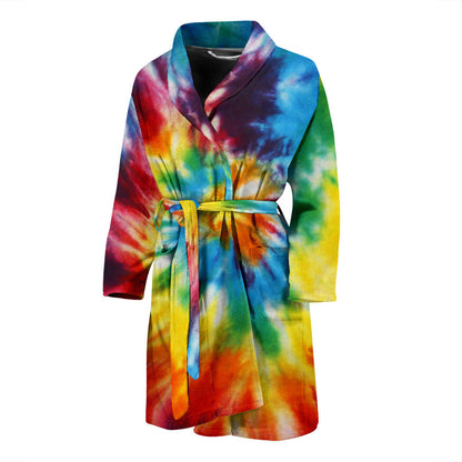 Mens Colorful Tie Dye Abstract Art Bath Robe