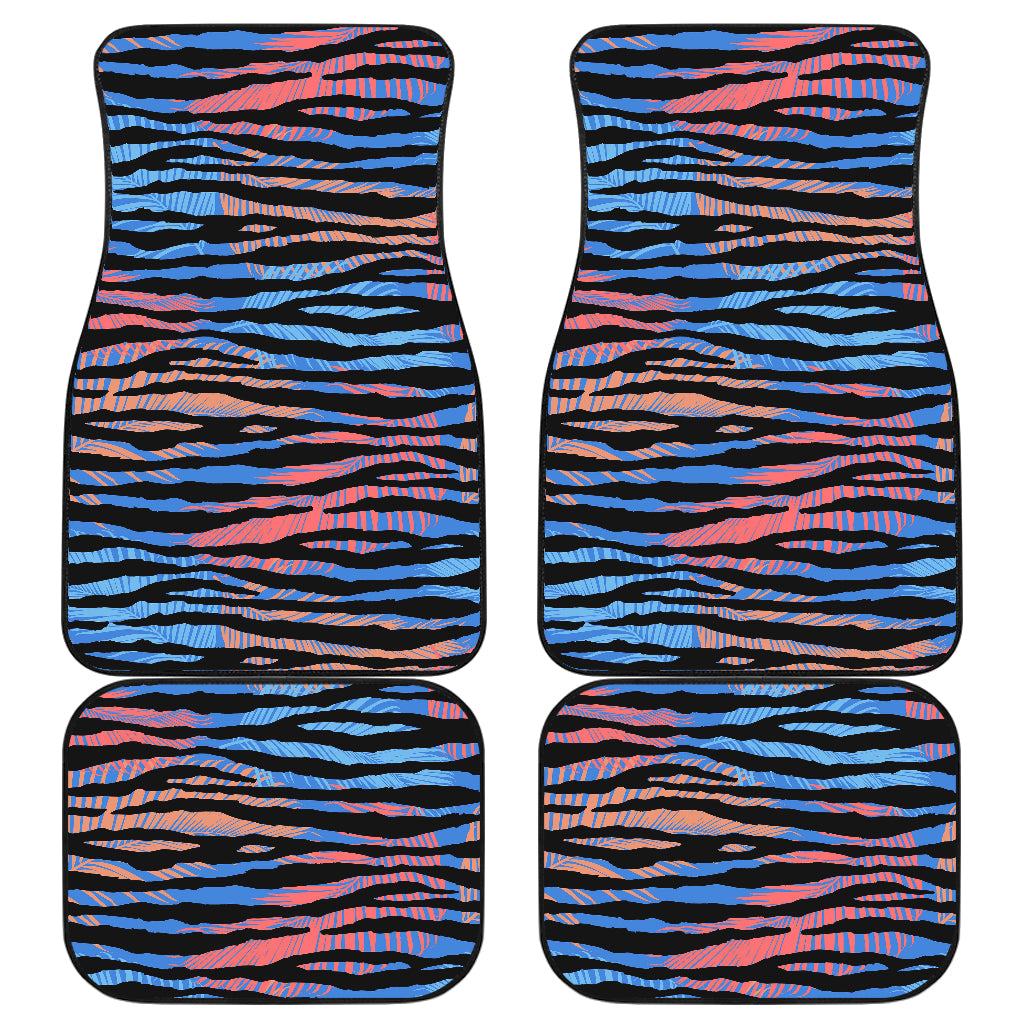 Blue Orange Abstract Stripes Car Floor Mats