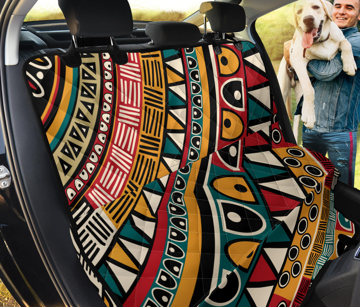 Brown Tribal Mandala Car Back Seat Pet Cover