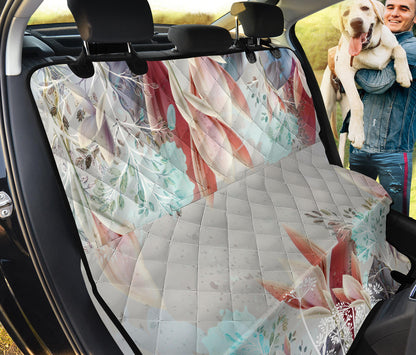 Beige Floral Car Back Seat Pet Cover
