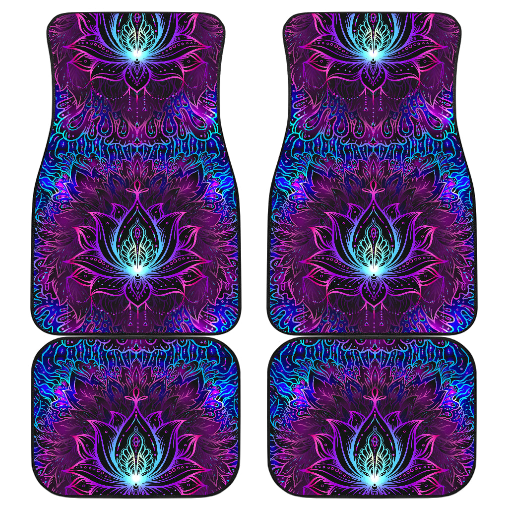 Blue Pink Lotus Car Floor Mats