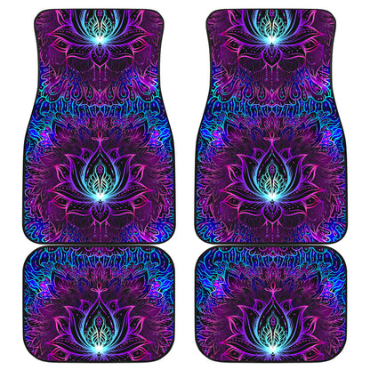 Blue Pink Lotus Car Floor Mats