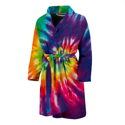 Mens Colorful Tie Dye Spiral Bath Robe