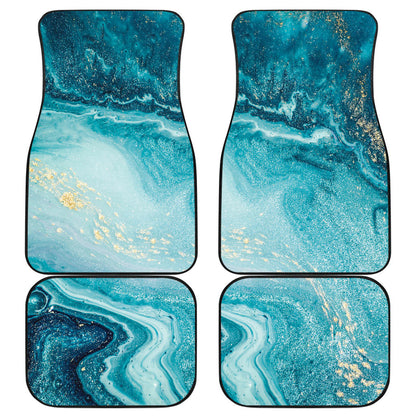 Teal Green Liquid Marble Print Car Floor Mats