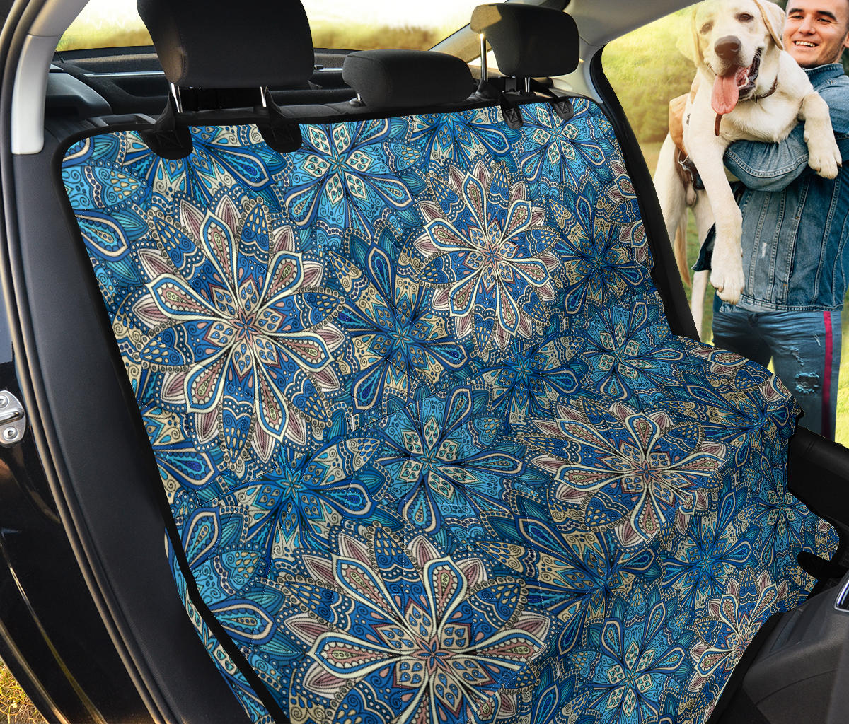 Floral Mandalas Car Back Seat Pet Cover