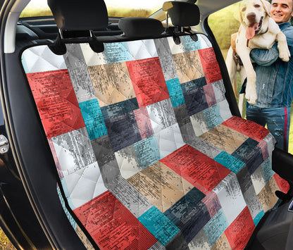 Red White Abstract Blocks Car Back Seat Pet Cover