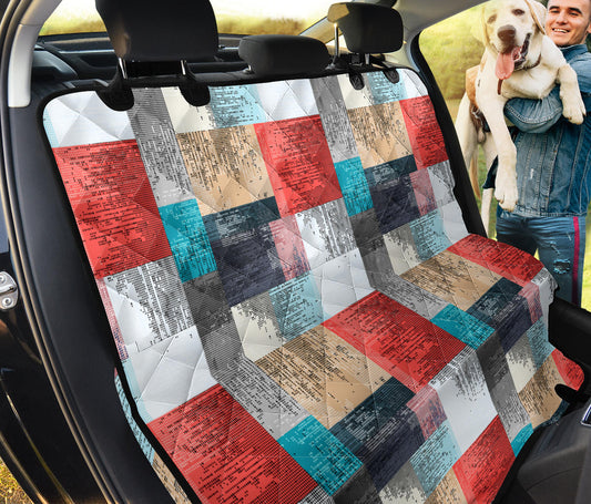 Red White Abstract Blocks Car Back Seat Pet Cover