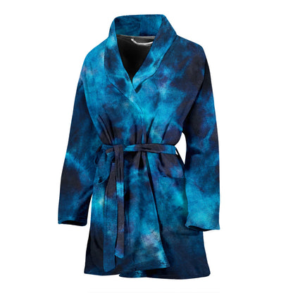 Womens Blue Tie Dye Grunge Bath Robe