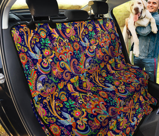 Colorful Floral Decor Car Back Seat Pet Cover
