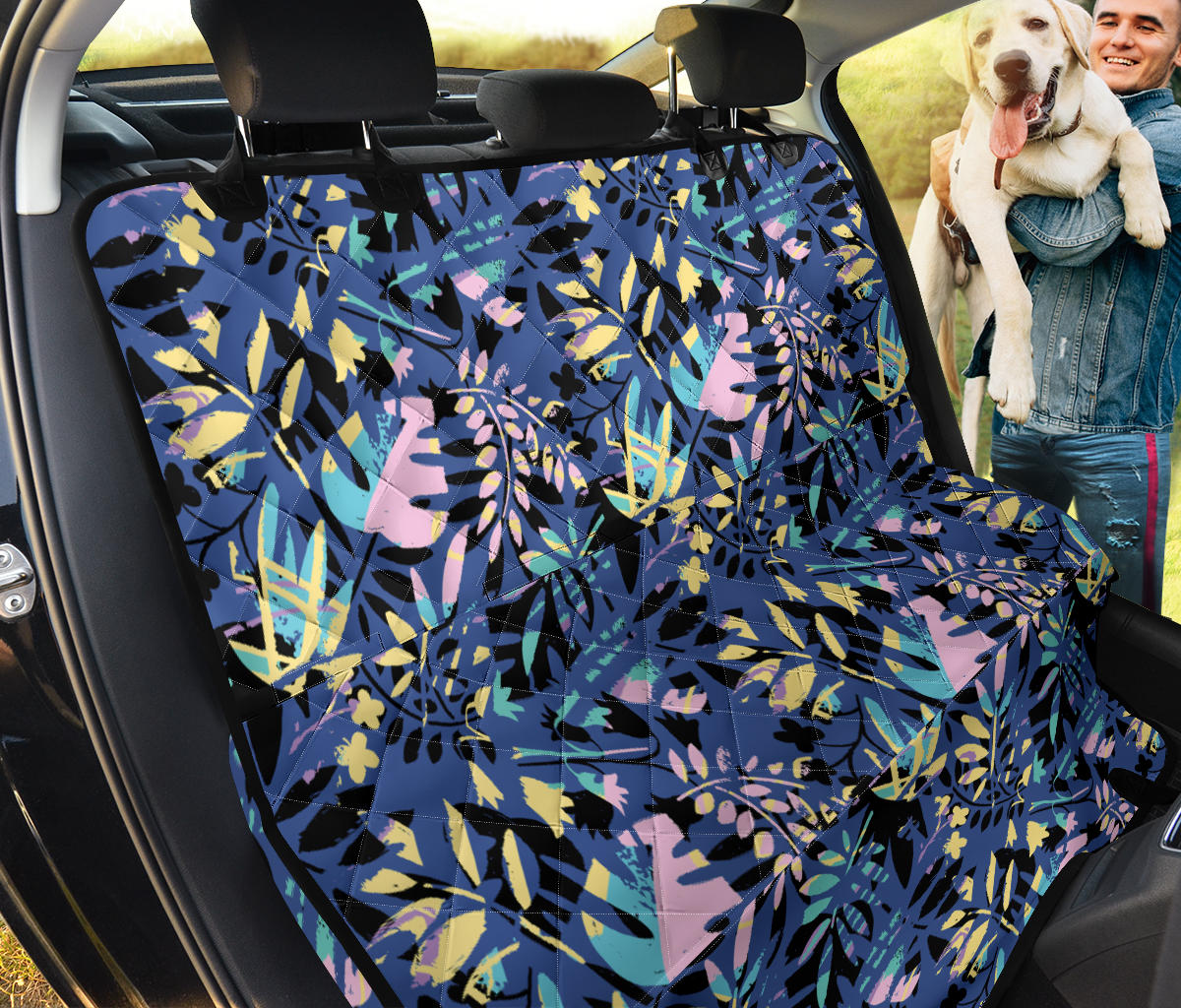 Blue Yellow Leaves Car Back Seat Pet Cover