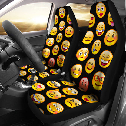 Black Emoji Pattern Printed Car Seat Covers