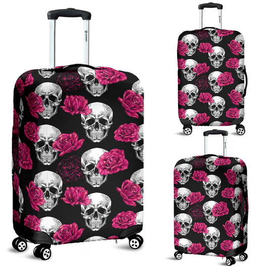 Pink Floral Skull - Luggage Covers