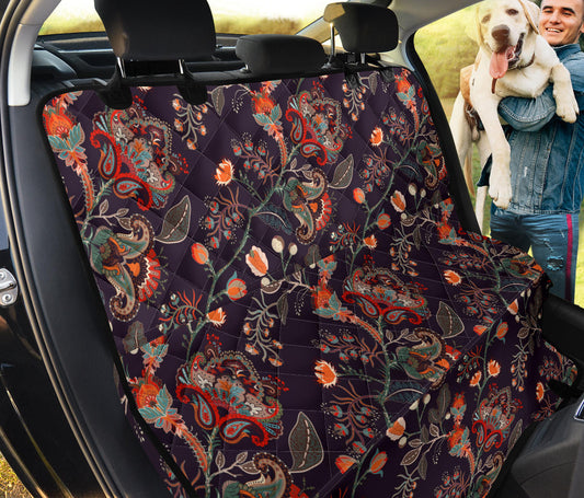 Colorful Floral Decor Car Back Seat Pet Cover