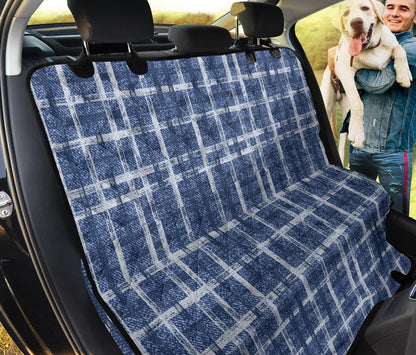 Denim Blue Plaid Car Back Seat Pet Cover