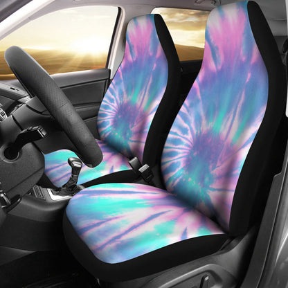 Pink and Blue Tie Dye Printed Car Seat Covers