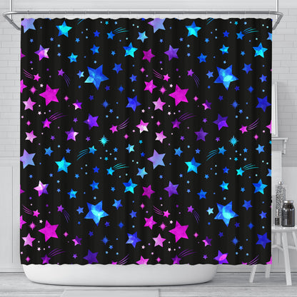Pink & Purple Stars Shower Curtain