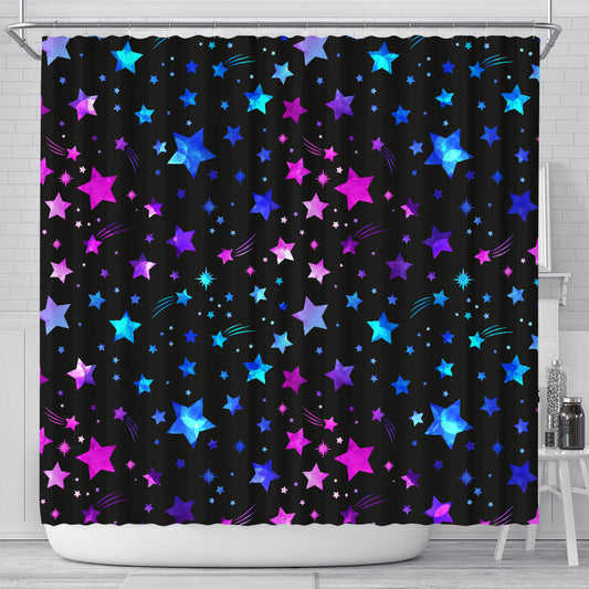 Pink & Purple Stars Shower Curtain