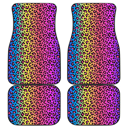 Colorful Leopard-Print Stripes Car Floor Mats