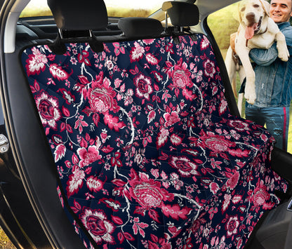 Pink Red Flowers Car Back Seat Pet Cover