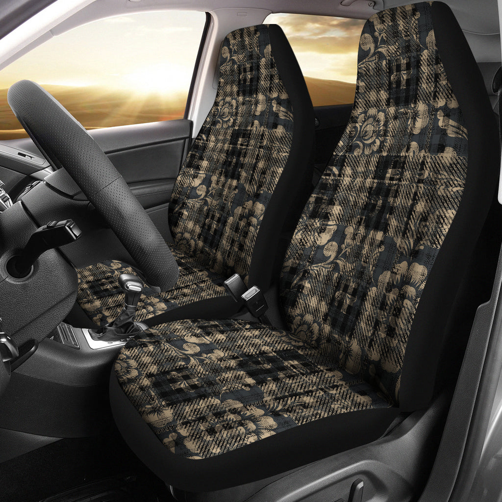 Vintage Floral-Plaid Car Seat Covers