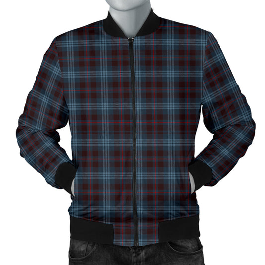 Mens Blue Plaid Bomber Jacket