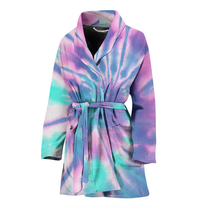 Womens Pink Tie Dye Bath Robe
