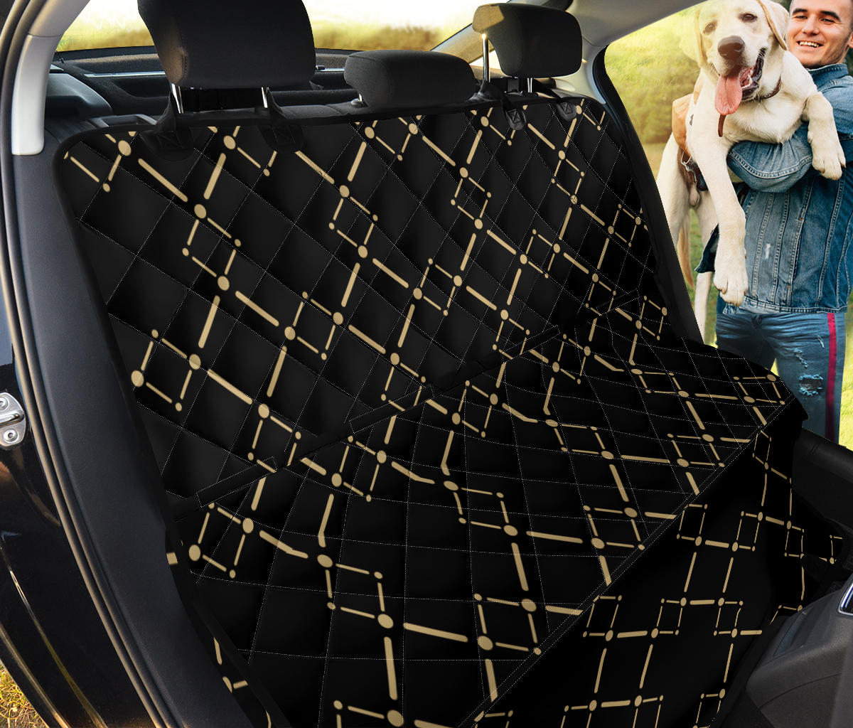 Black & Gold Plaid Car Back Seat Pet Cover