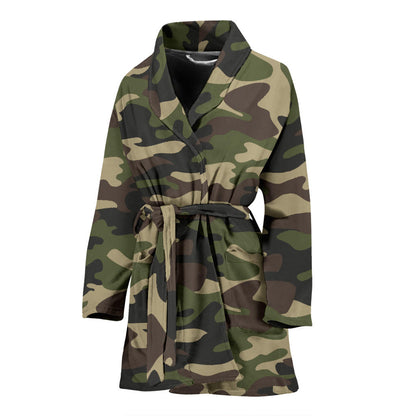 Womens Army Green Camouflage Bath Robe