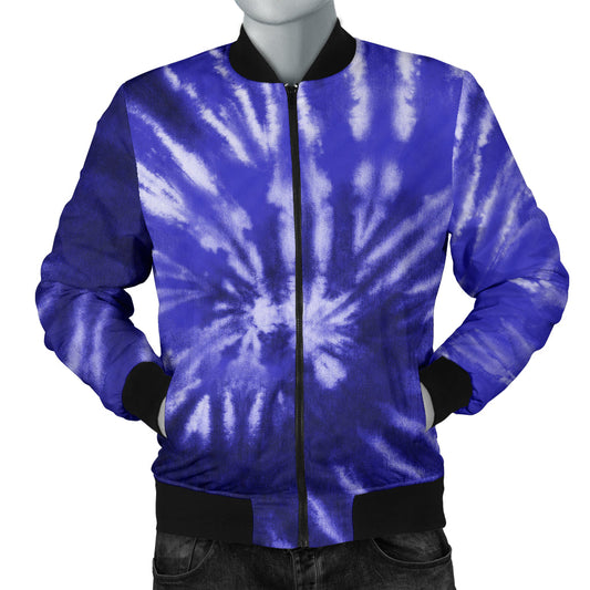 Mens Royal Blue Tie Dye Bomber Jacket