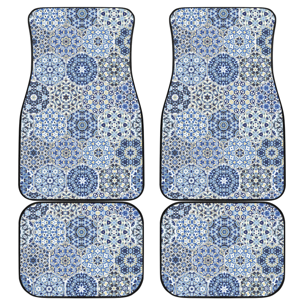 Blue Mandalas Honeycomb Car Floor Mats
