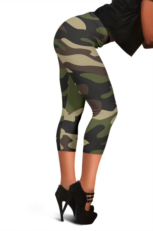 Green Camouflage Capri Leggings
