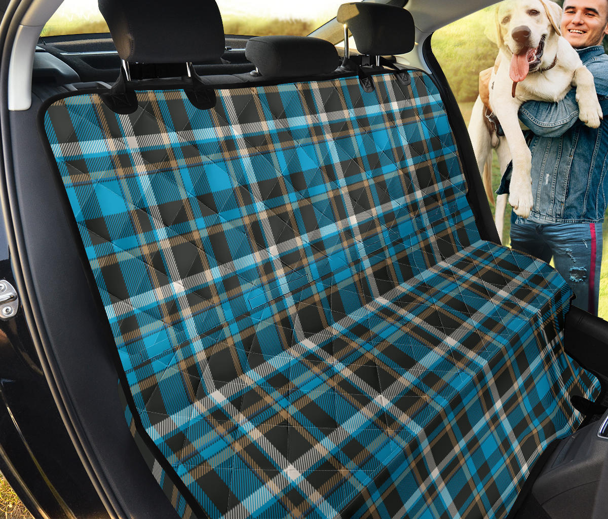 Blue Plaid Car Back Seat Pet Cover