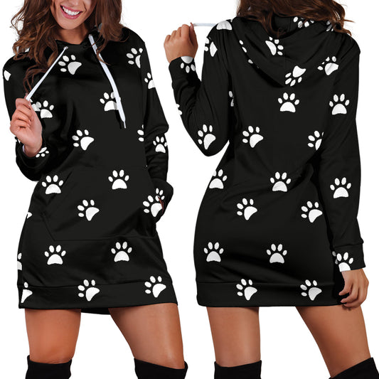 White Dog Paws - Hoodie Dress