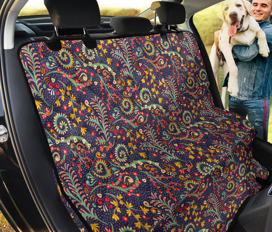 Colorful Floral Decor Car Back Seat Pet Cover