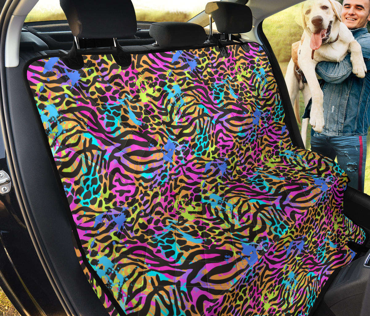 Colorful Abstract Animal Print Car Back Seat Pet Cover