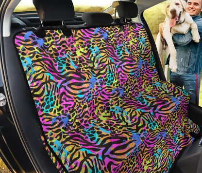 Colorful Abstract Animal Print Car Back Seat Pet Cover