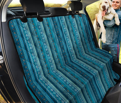 Teal Boho Chic Bohemian Aztec Car Back Seat Pet Cover