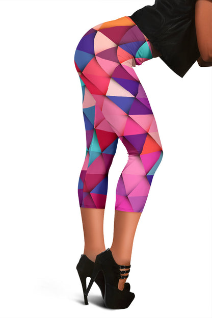 Colorful Triangles Capri Leggings