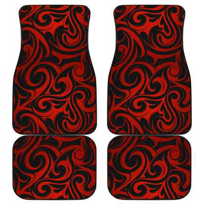 Red Tribal Swirls Car Floor Mats
