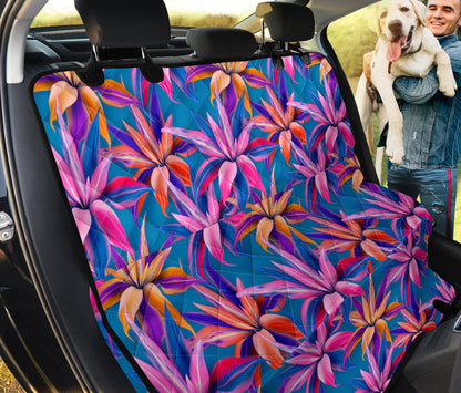 Blue Pink Floral Car Back Seat Pet Cover